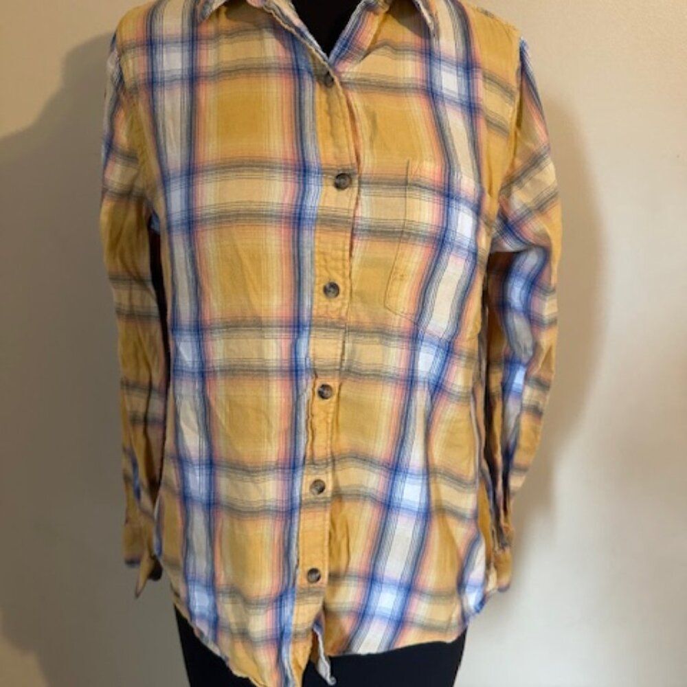 SO Yellow Plaid Button front Shirt  8635  Medium